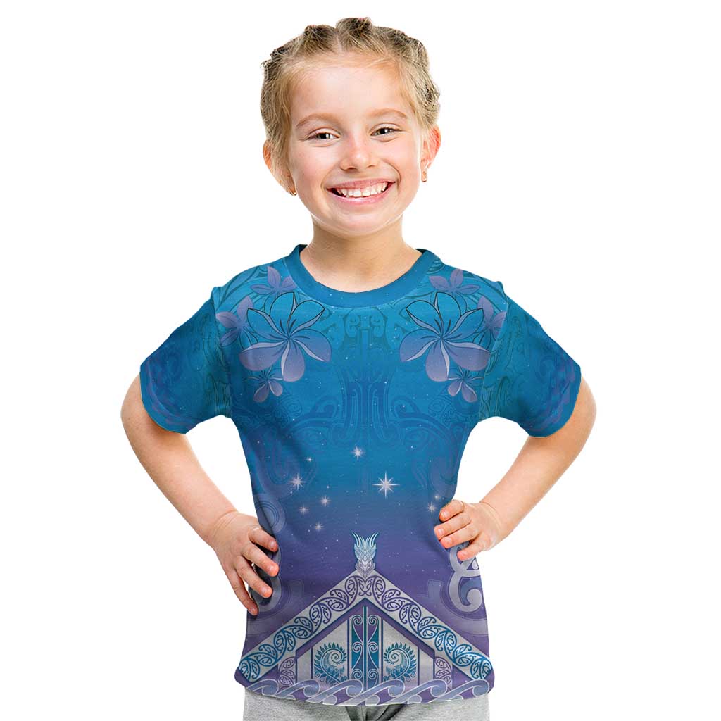 New Zealand Matariki Kid T Shirt Maori Marae Cyan Galaxy