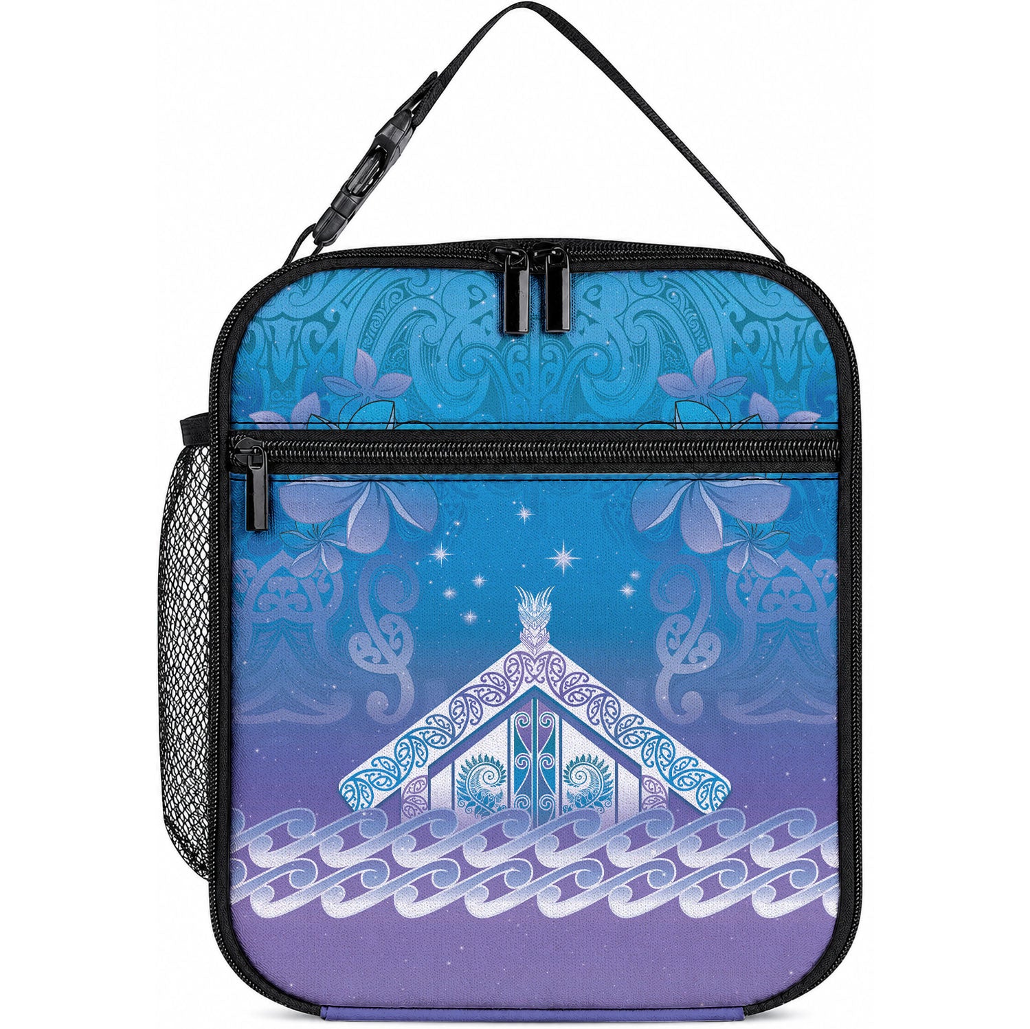 New Zealand Matariki Lunch Bag Maori Marae Cyan Galaxy