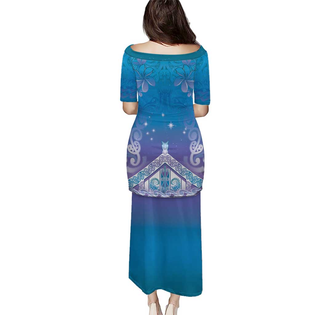 New Zealand Matariki Puletasi Maori Marae Cyan Galaxy