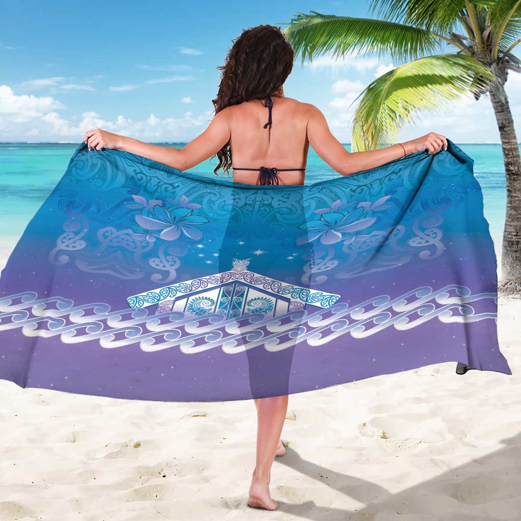 New Zealand Matariki Sarong Maori Marae Cyan Galaxy
