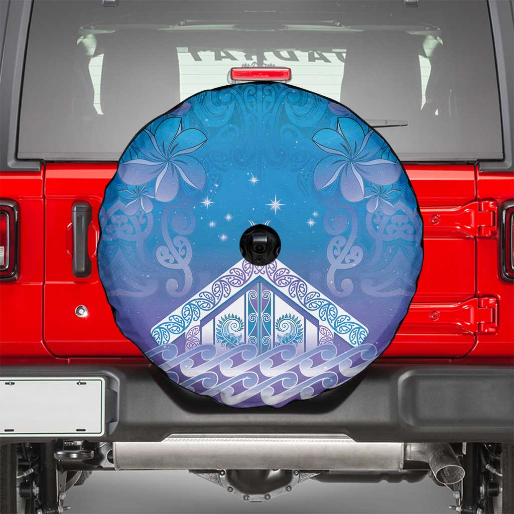 New Zealand Matariki Spare Tire Cover Maori Marae Cyan Galaxy