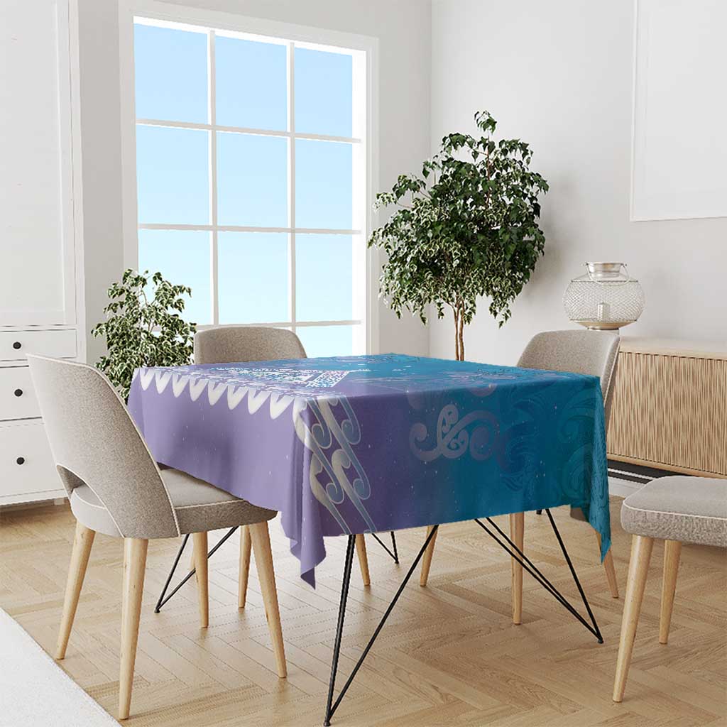 New Zealand Matariki Tablecloth Maori Marae Cyan Galaxy