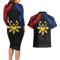 Philippines Independence Day Couples Matching Long Sleeve Bodycon Dress and Hawaiian Shirt Proud To Be Pinoy