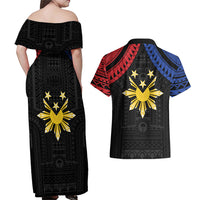 Philippines Independence Day Couples Matching Off Shoulder Maxi Dress and Hawaiian Shirt Proud To Be Pinoy