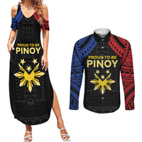 Philippines Independence Day Couples Matching Summer Maxi Dress and Long Sleeve Button Shirt Proud To Be Pinoy