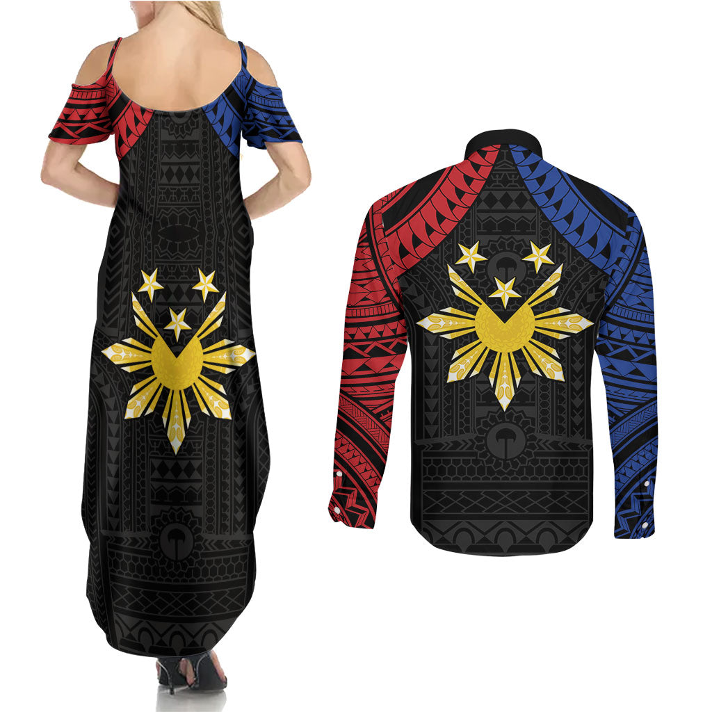 Philippines Independence Day Couples Matching Summer Maxi Dress and Long Sleeve Button Shirt Proud To Be Pinoy