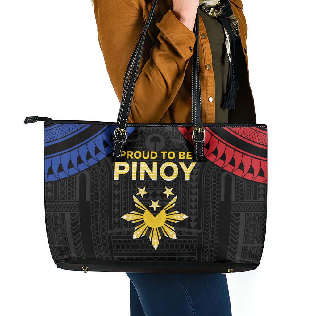 Philippines Independence Day Leather Tote Bag Proud To Be Pinoy