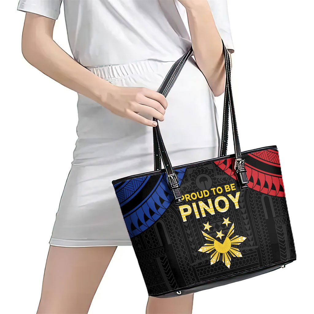 Philippines Independence Day Leather Tote Bag Proud To Be Pinoy