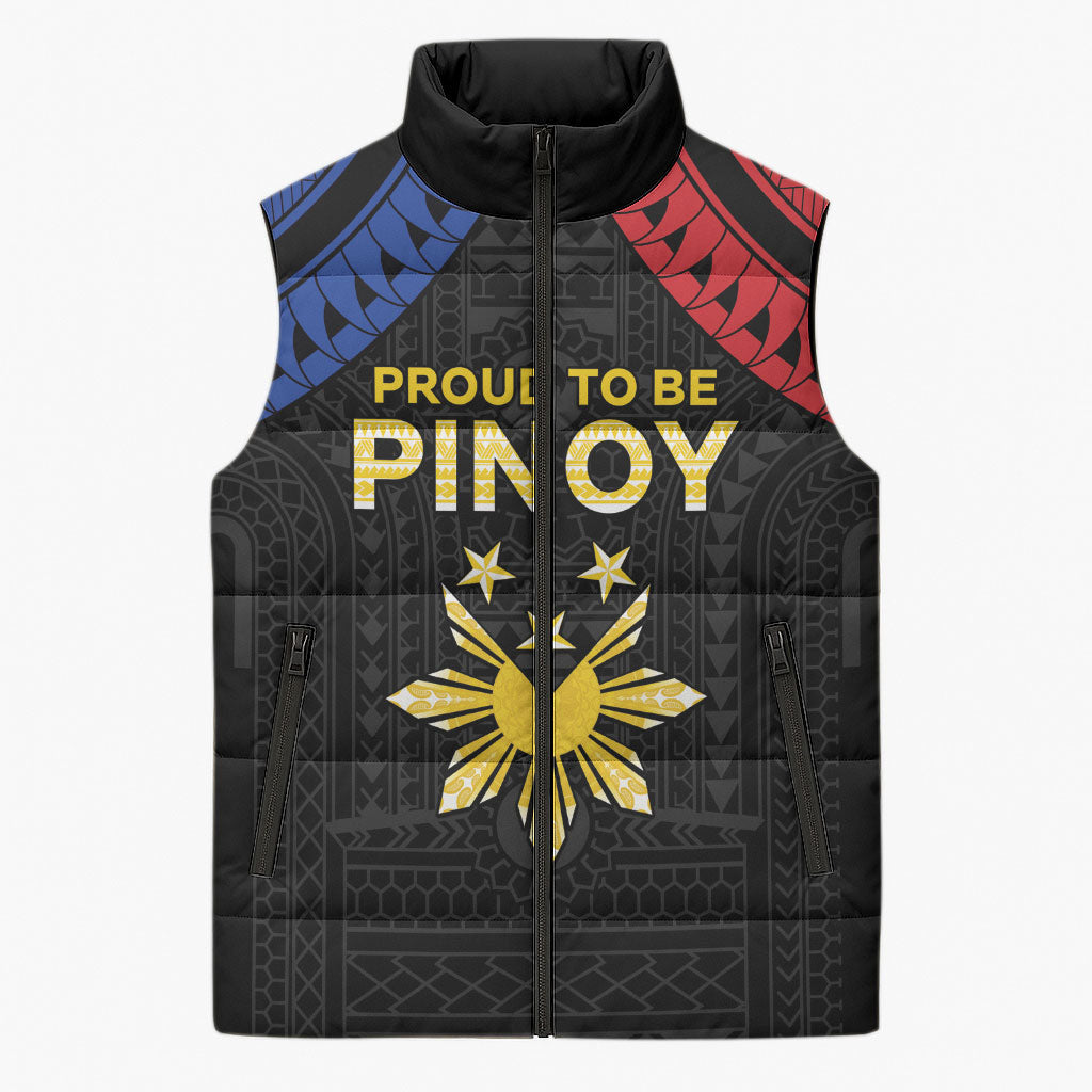 Philippines Independence Day Sleeveless Puffer Jacket Proud To Be Pinoy