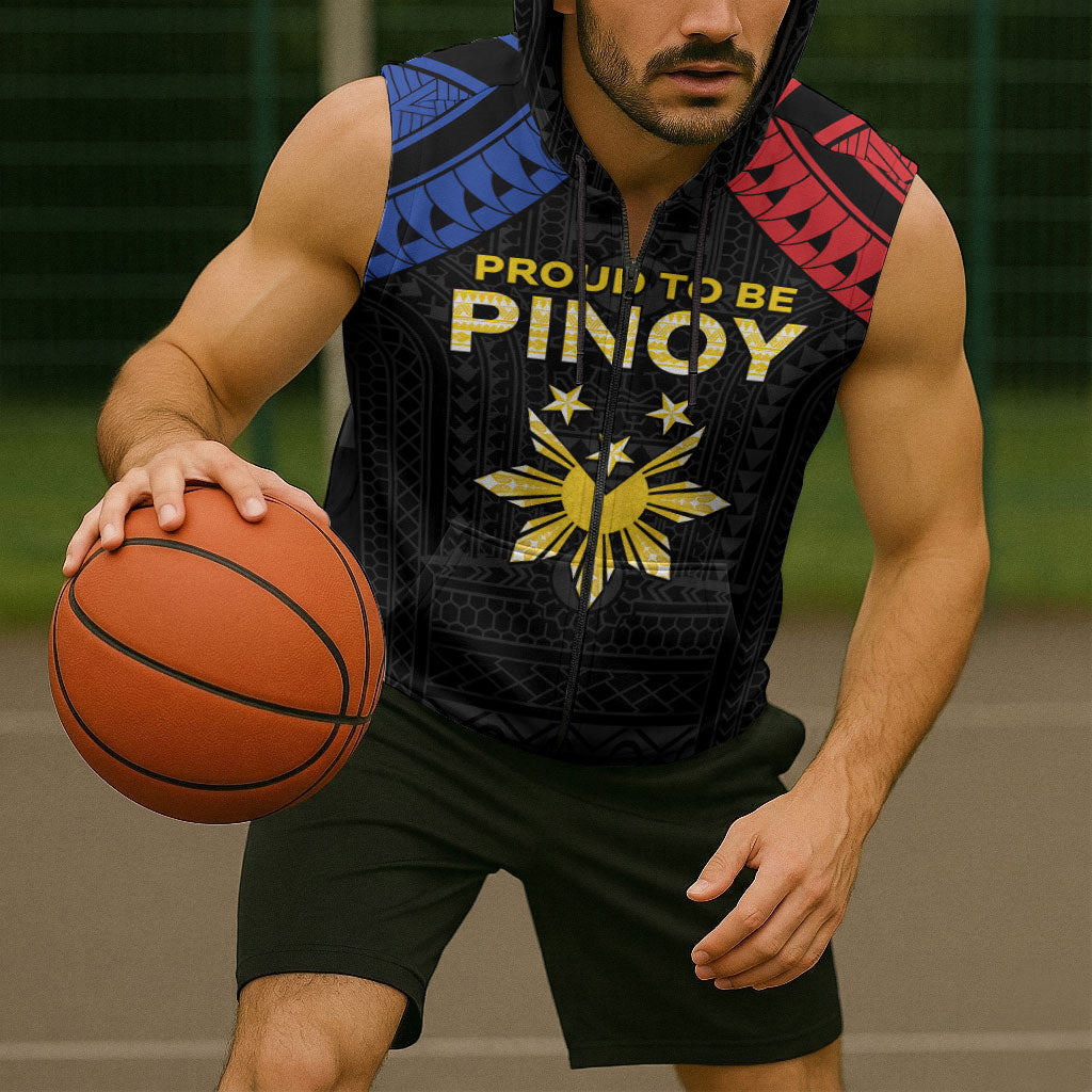 Philippines Independence Day Sleeveless Zip Hoodie Proud To Be Pinoy