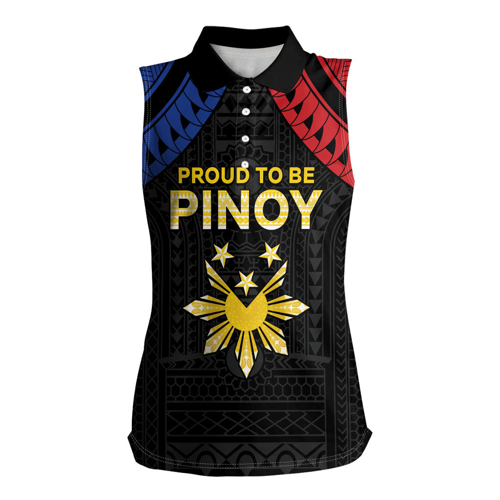 Philippines Independence Day Women Sleeveless Polo Shirt Proud To Be Pinoy