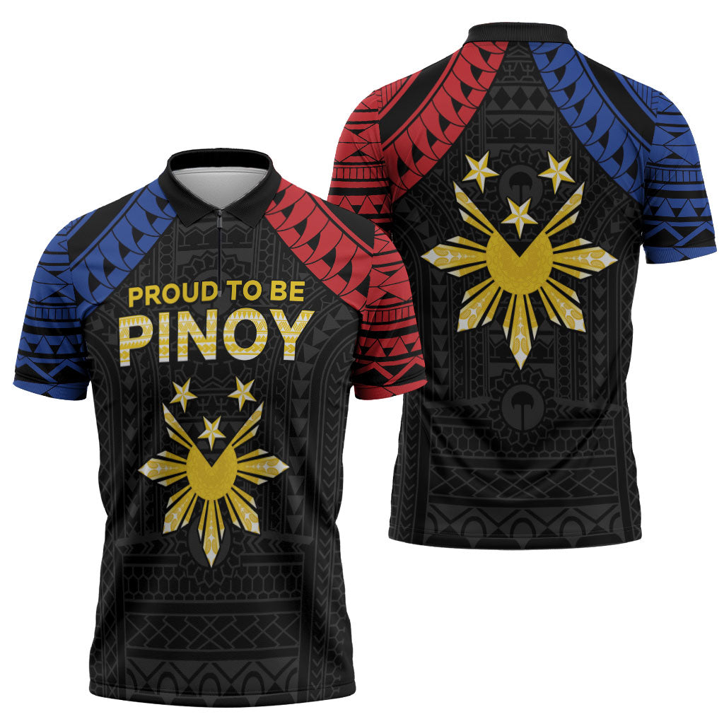 Philippines Independence Day Zipper Polo Shirt Proud To Be Pinoy