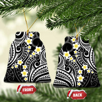 Plumeria With Black Polynesian Tattoo Pattern Ceramic Ornament