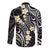 Plumeria With Black Polynesian Tattoo Pattern Long Sleeve Button Shirt