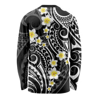 Plumeria With Black Polynesian Tattoo Pattern Long Sleeve Shirt LT05 - Polynesian Pride