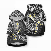 Plumeria With Black Polynesian Tattoo Pattern Pet Hoodie LT05 Pullover Black - Polynesian Pride