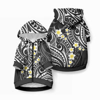 Plumeria With Black Polynesian Tattoo Pattern Pet Hoodie LT05 Zip-up Black - Polynesian Pride