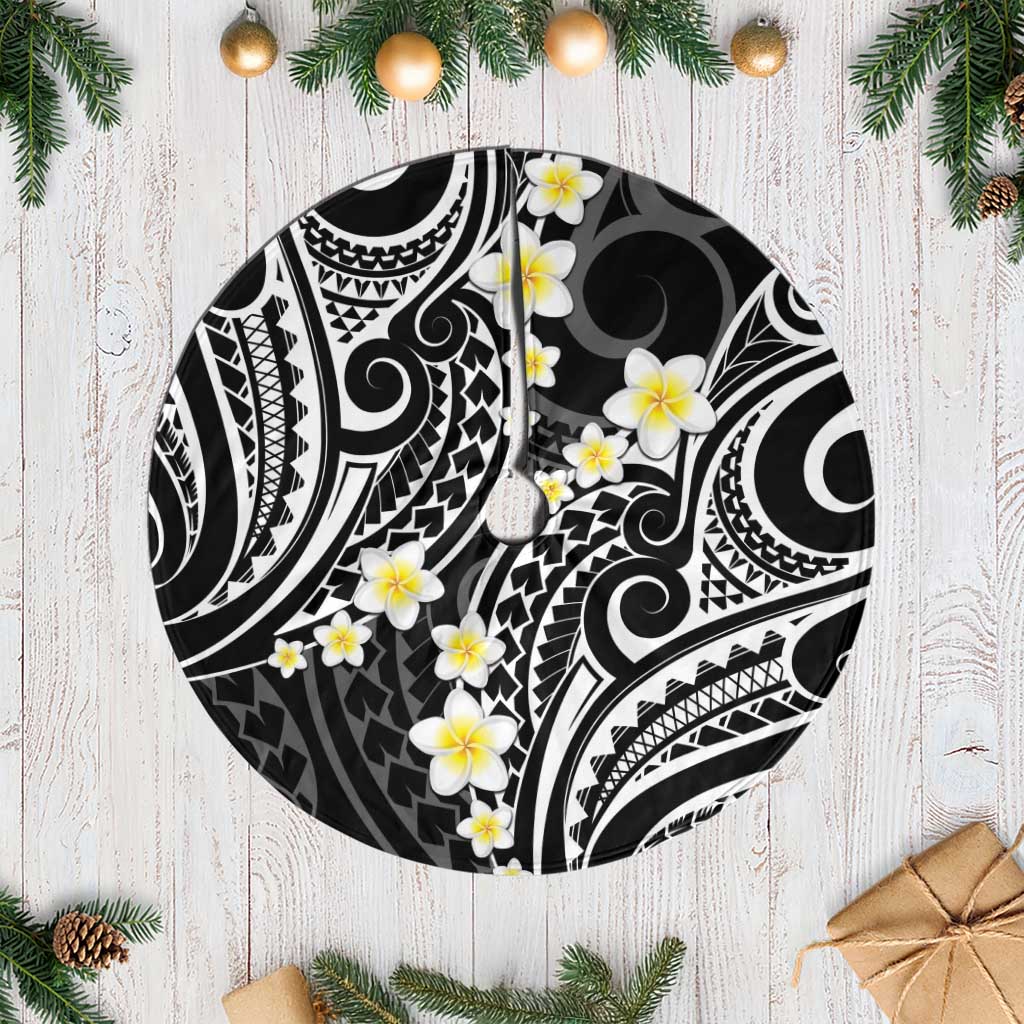 Plumeria With Black Polynesian Tattoo Pattern Tree Skirt LT05 Casual Black - Polynesian Pride