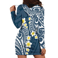 Plumeria With Blue Polynesian Tattoo Pattern Hoodie Dress