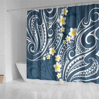 Plumeria With Blue Polynesian Tattoo Pattern Shower Curtain LT05 - Polynesian Pride