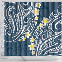 Plumeria With Blue Polynesian Tattoo Pattern Shower Curtain LT05 - Polynesian Pride