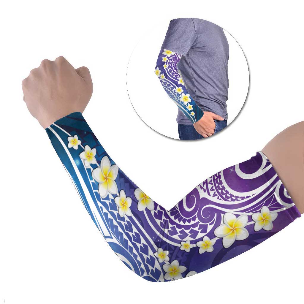 Plumeria With Galaxy Polynesian Tattoo Pattern Arm Sleeves LT05 Set of 2 Galaxy - Polynesian Pride