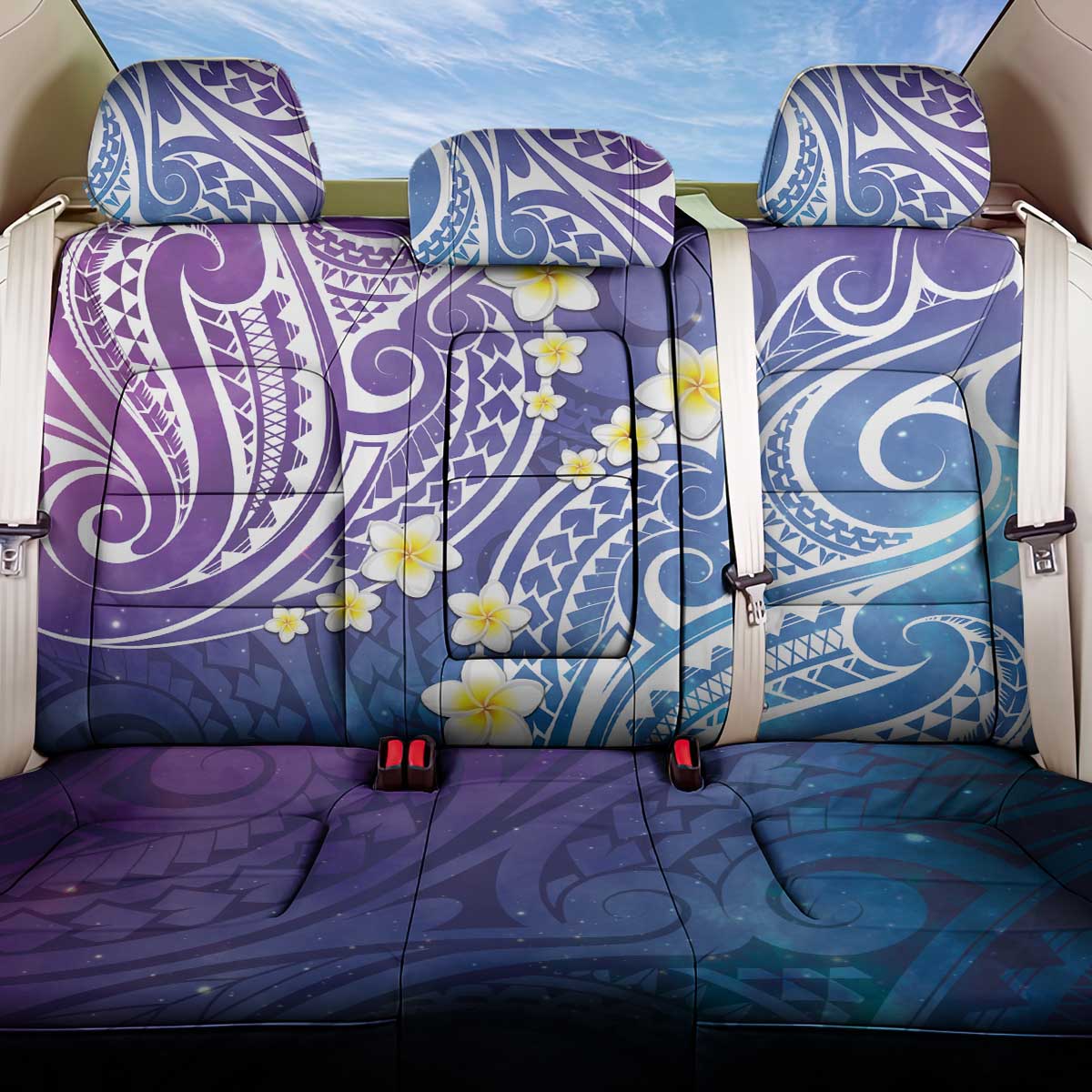 Plumeria With Galaxy Polynesian Tattoo Pattern Back Car Seat Cover LT05 One Size Galaxy - Polynesian Pride