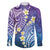Plumeria With Galaxy Polynesian Tattoo Pattern Family Matching Off The Shoulder Long Sleeve Dress and Hawaiian Shirt