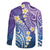 Plumeria With Galaxy Polynesian Tattoo Pattern Family Matching Off The Shoulder Long Sleeve Dress and Hawaiian Shirt