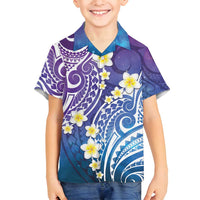 Plumeria With Galaxy Polynesian Tattoo Pattern Family Matching Tank Maxi Dress and Hawaiian Shirt