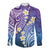 Plumeria With Galaxy Polynesian Tattoo Pattern Long Sleeve Button Shirt