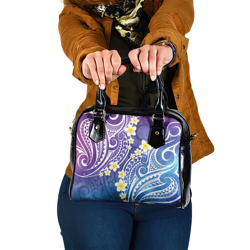 Plumeria With Galaxy Polynesian Tattoo Pattern Shoulder Handbag LT05 One Size Galaxy - Polynesian Pride