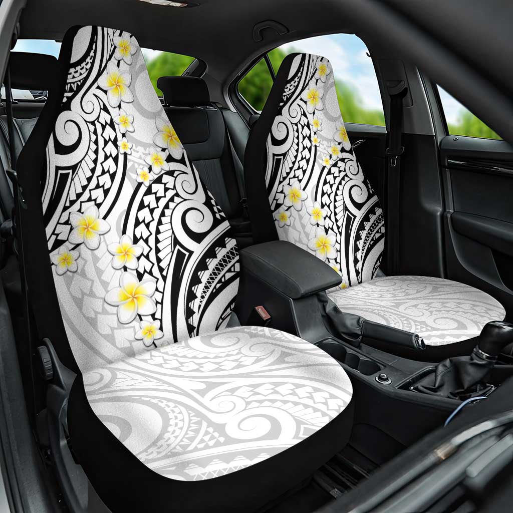 Plumeria With White Polynesian Tattoo Pattern Car Seat Cover LT05 One Size White - Polynesian Pride