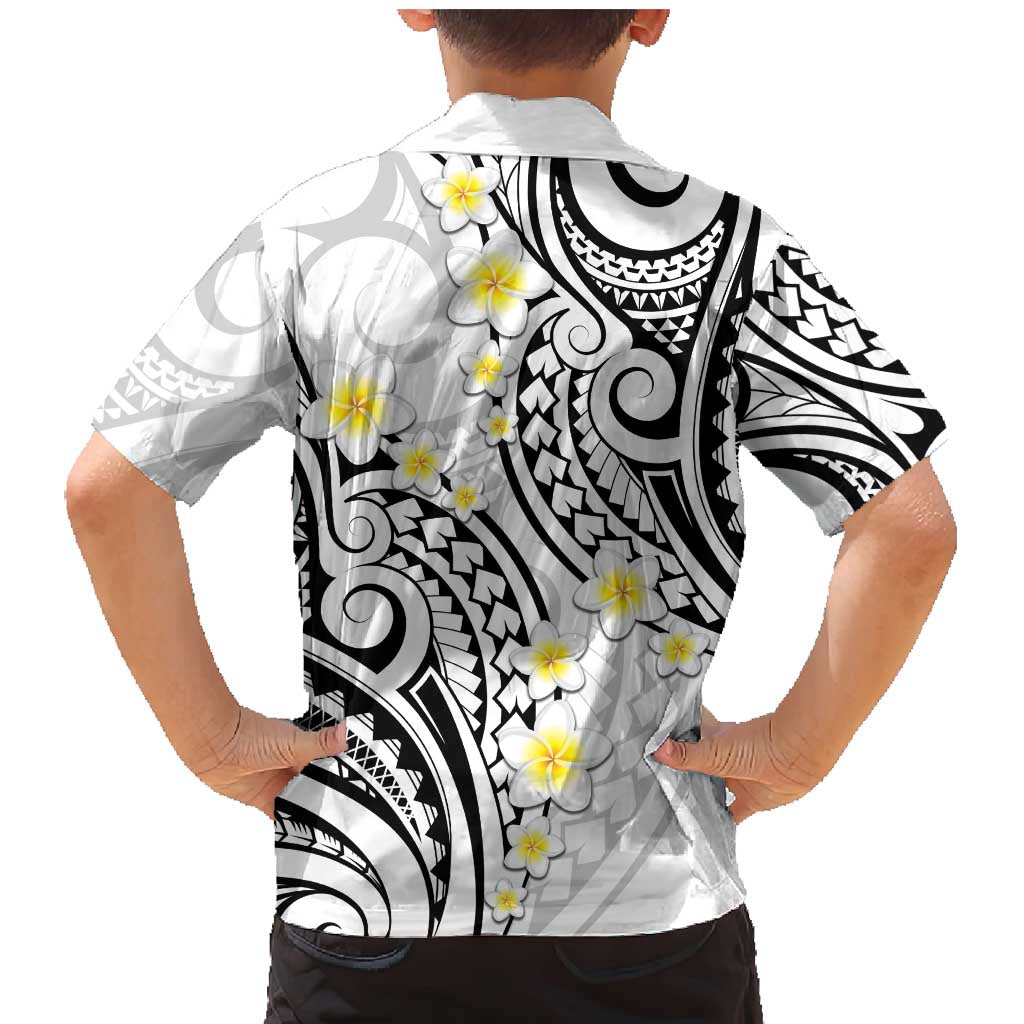 Plumeria With White Polynesian Tattoo Pattern Family Matching Mermaid Dress and Hawaiian Shirt