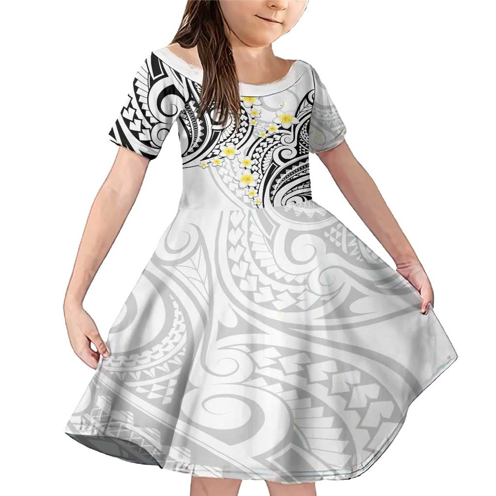 Plumeria With White Polynesian Tattoo Pattern Family Matching Mermaid Dress and Hawaiian Shirt