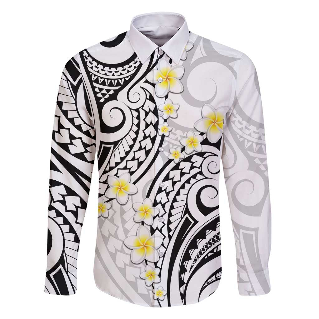 Plumeria With White Polynesian Tattoo Pattern Family Matching Mermaid Dress and Hawaiian Shirt