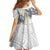Plumeria With White Polynesian Tattoo Pattern Family Matching Off The Shoulder Long Sleeve Dress and Hawaiian Shirt