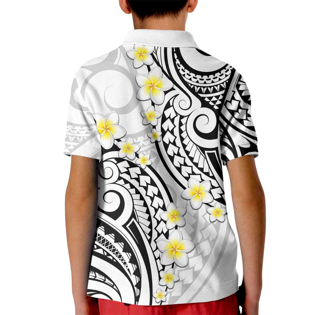Plumeria With White Polynesian Tattoo Pattern Kid Polo Shirt