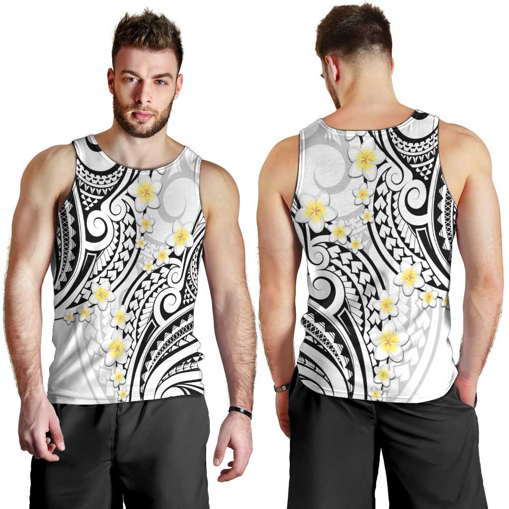 Plumeria With White Polynesian Tattoo Pattern Men Tank Top