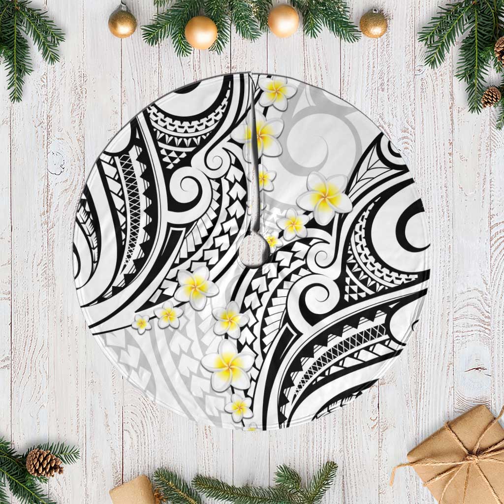 Plumeria With White Polynesian Tattoo Pattern Tree Skirt LT05 Casual White - Polynesian Pride