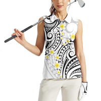 Plumeria With White Polynesian Tattoo Pattern Women Sleeveless Polo Shirt
