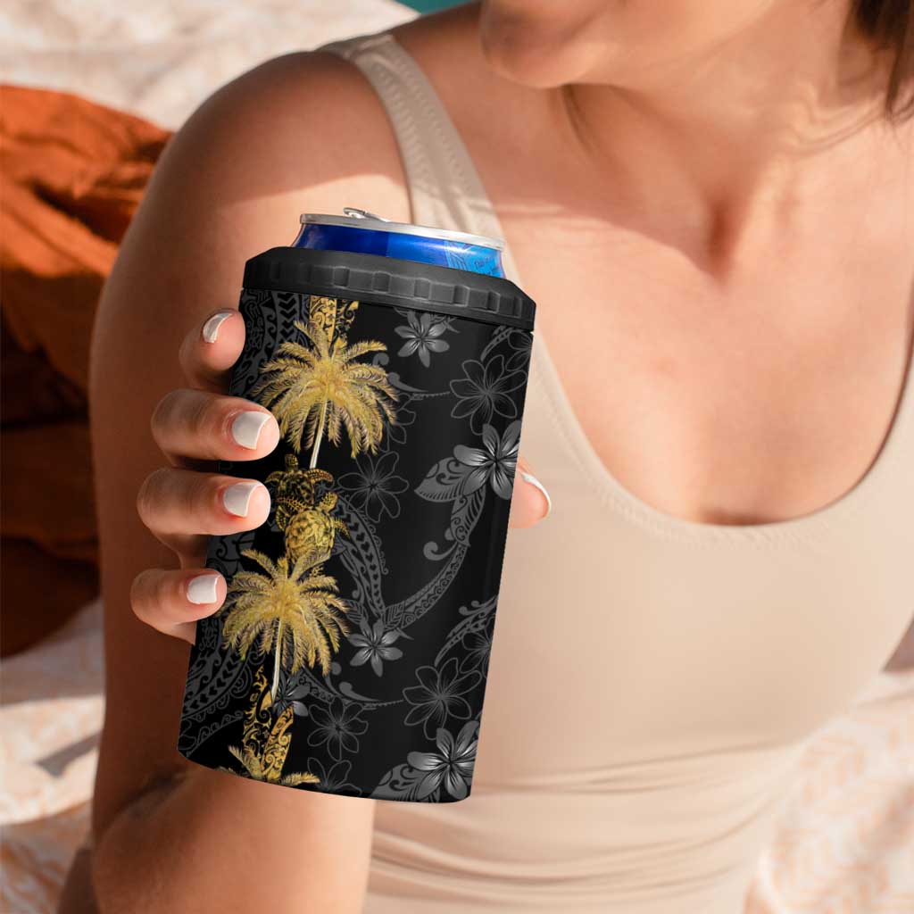 Hawaiian Honu And Surfboards 4 in 1 Can Cooler Tumbler Gold Style - Polynesian Pride