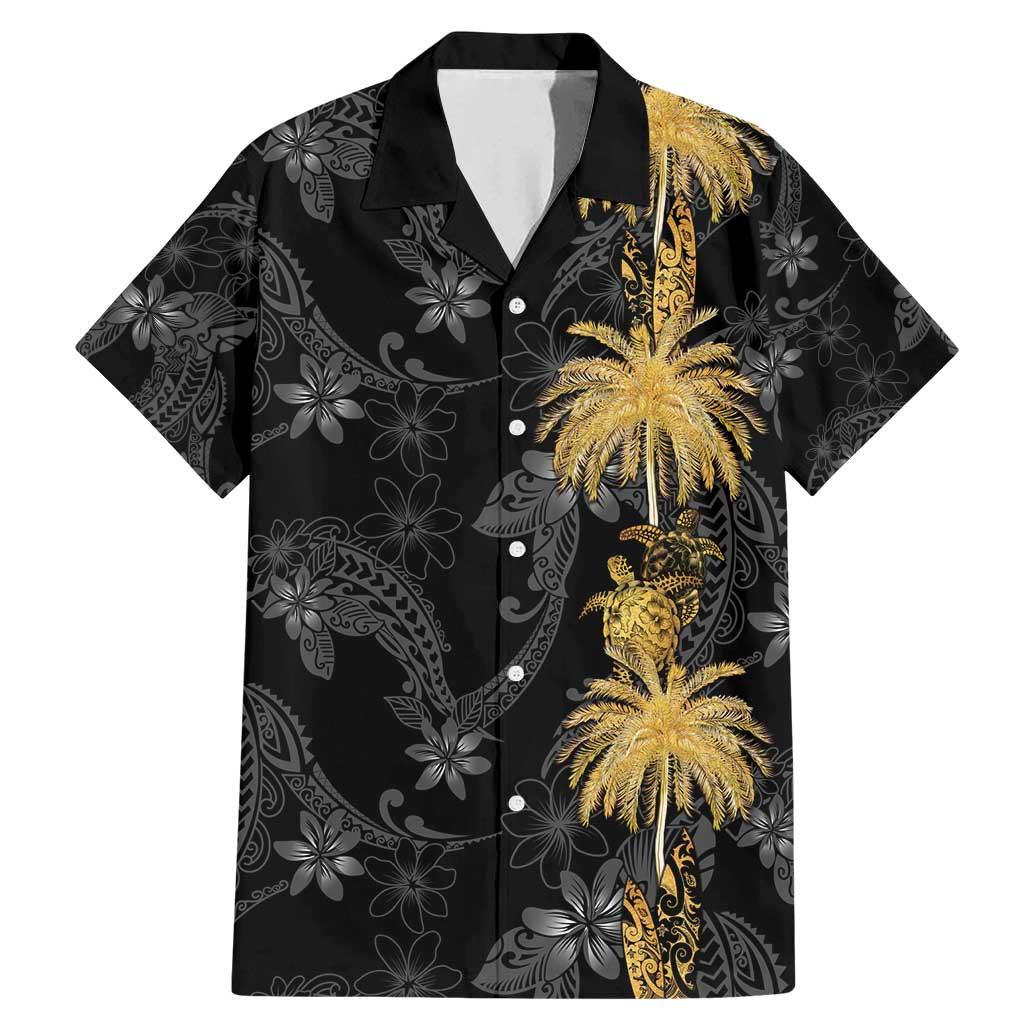 Hawaiian Honu And Surfboards Family Matching Mermaid Dress and Hawaiian Shirt Gold Style LT05 Dad's Shirt - Short Sleeve Gold - Polynesian Pride