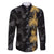 Hawaiian Honu And Surfboards Family Matching Mermaid Dress and Hawaiian Shirt Gold Style - Polynesian Pride