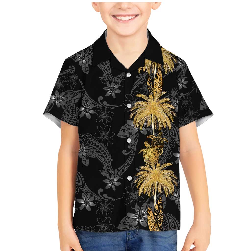 Hawaiian Honu And Surfboards Family Matching Mermaid Dress and Hawaiian Shirt Gold Style LT05 Son's Shirt Gold - Polynesian Pride