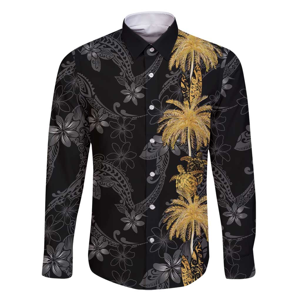 Hawaiian Honu And Surfboards Family Matching Short Sleeve Bodycon Dress and Hawaiian Shirt Gold Style LT05 Dad's Shirt - Long Sleeve Gold - Polynesian Pride