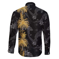 Hawaiian Honu And Surfboards Family Matching Short Sleeve Bodycon Dress and Hawaiian Shirt Gold Style LT05 - Polynesian Pride