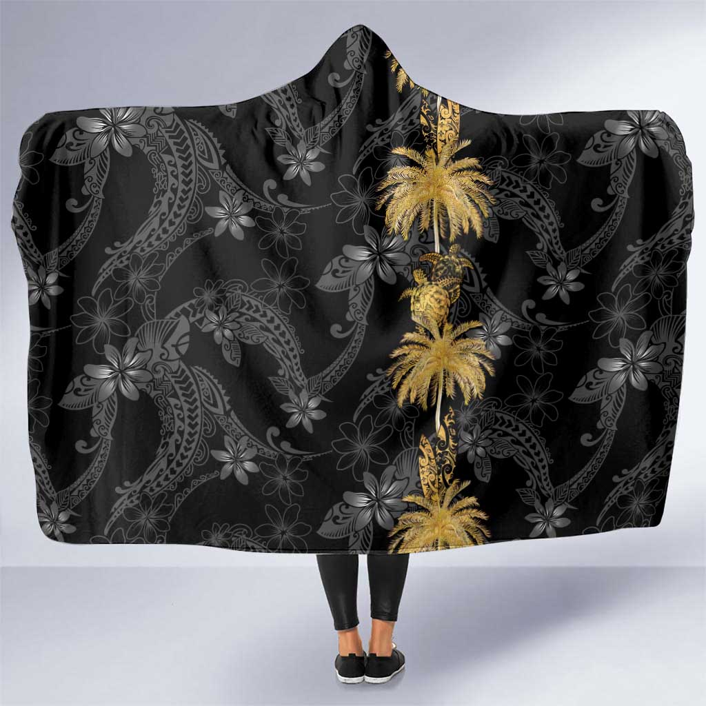 Hawaiian Honu And Surfboards Hooded Blanket Gold Style LT05 One Size Gold - Polynesian Pride
