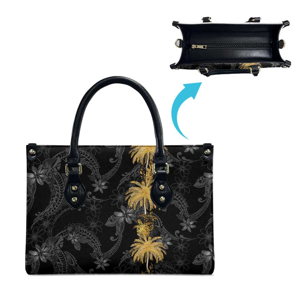 Hawaiian Honu And Surfboards Leather Bag Gold Style - Polynesian Pride