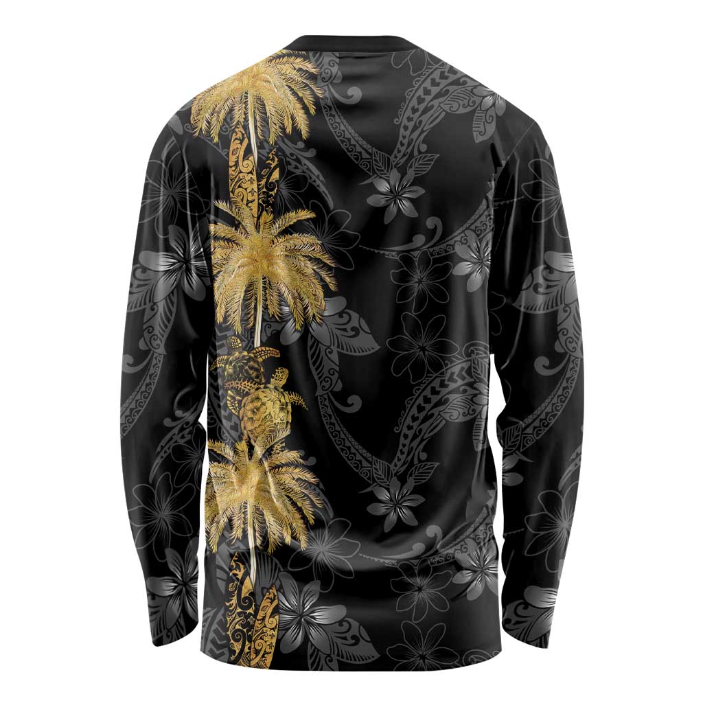 Hawaiian Honu And Surfboards Long Sleeve Shirt Gold Style - Polynesian Pride